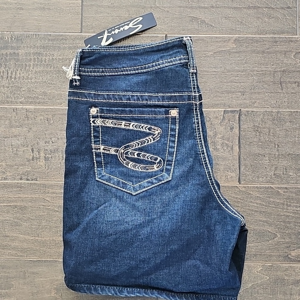 New Seven7 Dark Blue Jean Shorts Sz 6 - Picture 4 of 5
